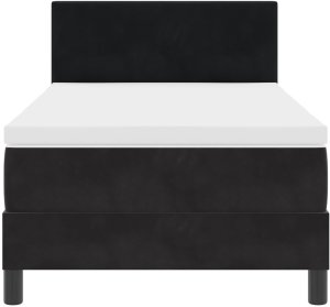 Box Spring Łóżko z materacem Czarne Pojedyncze Aksamitne 8