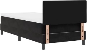 Box Spring Łóżko z materacem Czarne Pojedyncze Aksamitne 10