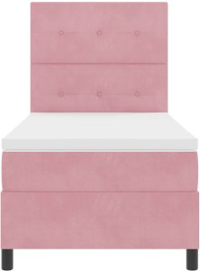 Łóżko Kontynentalne z Materacem Różowe Pojedyncze Aksamitne 8