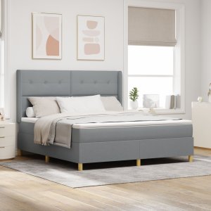 Łóżko boxspring z materacem jasnoszary 180x200 cm tkanina 1