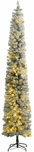 Smukła sztuczna choinka, 300 LED i bombki, ośnieżona, 270 cm 1