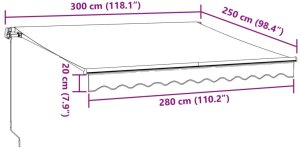 Ręcznie zwijana markiza z LED, brązowa, 300x250 cm 11