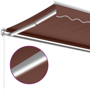 Ręcznie zwijana markiza z LED, brązowa, 300x250 cm 9