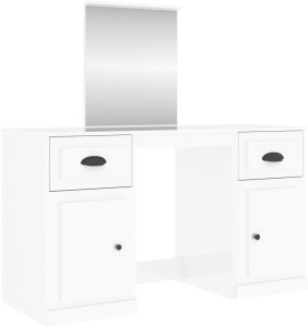 Toaletka z lustrem, biała, wysoki połysk, 130x50x132,5 cm 1