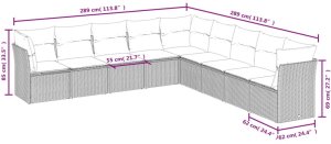9-cz. zestaw wypoczynkowy do ogrodu, z poduszkami, szary 3