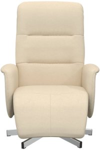 Rozkładany fotel z podnóżkiem, kremowy, tkanina 3