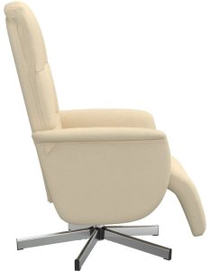 Rozkładany fotel z podnóżkiem, kremowy, tkanina 4