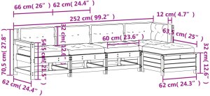 5-cz. zestaw wypoczynkowy do ogrodu, z poduszkami, daglezja 11