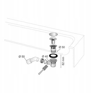 Wirquin syfon brodzikowy Tourbillon fi 50 mm czyszczony od góry z dwoma pełnymi grzybkami, chrom i czarny mat 30724776 7