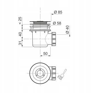 Wirquin syfon brodzikowy Tourbillon fi 50 mm czyszczony od góry z dwoma pełnymi grzybkami, chrom i czarny mat 30724776 8