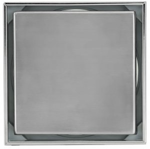 Alfaspot wpust kanalizacyjny regulowany z wyjściem bocznym fi 50 mm z kołnierzem z nierdzewna ramką i rusztem dwustronnym 100x100mm 2857 7