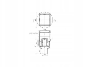 Alfaspot wpust kanalizacyjny regulowany z wyjściem prostym fi 50 mm z kołnierzem z nierdzewną ramką i rusztem dwustronnym 100x100mm 2858 5