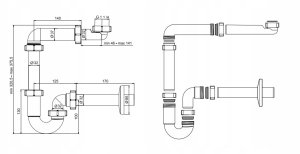 Instadrain syfon do umywalki rurowy, oszczędzający miejsce, bez spustu, odpływ fi 32 mm 2130 3