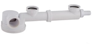 Wirquin syfon zlewozmywakowy podwójny niski Espace 1 1/2" x 40 mm, bez spustu, z wyjściem do zmywarki TM200040 1