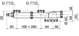 Wirquin syfon zlewozmywakowy podwójny niski Espace 1 1/2" x 40 mm, bez spustu, z wyjściem do zmywarki TM200040 2