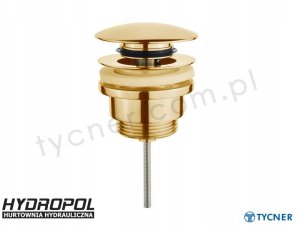 Instadrain korek klik-klak do umywalki z przelewem i bez przelewu, złoty 2474 5