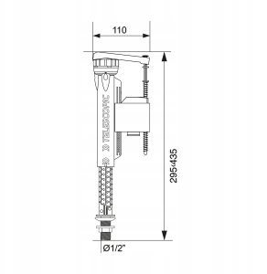 Wirquin zawór napełniający 3/8" dolnego zasilania Jollyfill Telescopic, mosiądz (worek) 16110011 3
