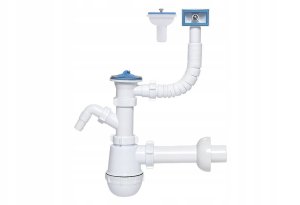 Instadrain syfon zlewozmywakowy fi 50 mm butelkowy, 2-komory, z wyjściem do pralki/zmywarki 1234 3