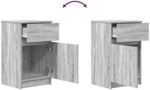 vidaXL Szafka nocna Szara Sonoma 39x35x65 cm Drewno klejone 9