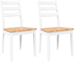 vidaXL Krzesła do jadalni 2 szt. Białe lite drewno gumowe 2