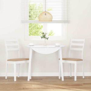 vidaXL Krzesła do jadalni z poduszkami 2 szt. Białe lite drewno gumowe 3