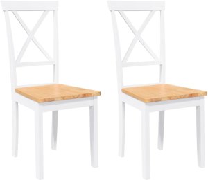 vidaXL Krzesła do jadalni 2 szt. Białe lite drewno gumowe 2