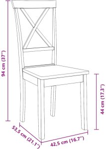 vidaXL Krzesła do jadalni 2 szt. lite drewno guma 10
