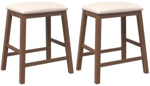 vidaXL Krzesła barowe z poduszkami 2 szt. Brązowe lite drewno gumowe 2