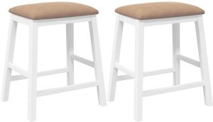 vidaXL Krzesła barowe z poduszkami 2 szt. Białe lite drewno gumowe 2