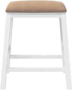 vidaXL Krzesła barowe z poduszkami 2 szt. Białe lite drewno gumowe 5