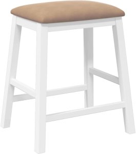 vidaXL Krzesła barowe z poduszkami 2 szt. Białe lite drewno gumowe 7