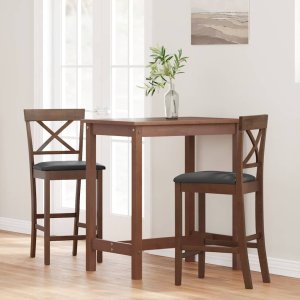 vidaXL Hokery barowe z poduszkami 2 szt. Brązowe lite drewno gumowe 3