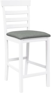 vidaXL Hokery barowe z poduszkami 2 szt. Białe lite drewno gumowe 4