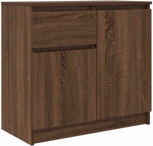 vidaXL Komoda z szufladą Brązowy dąb 71x35x65 cm Drewno klejone 2