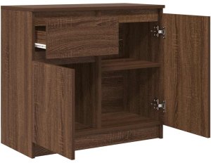 vidaXL Komoda z szufladą Brązowy dąb 71x35x65 cm Drewno klejone 5