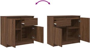 vidaXL Komoda z szufladą Brązowy dąb 71x35x65 cm Drewno klejone 9