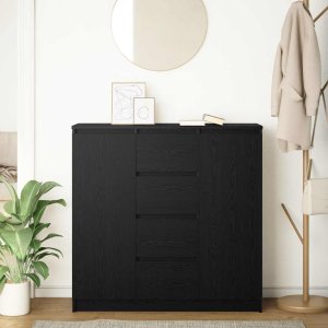vidaXL Komoda z szufladami Czarny dąb 100,5x35x98,5 cm Drewno klejone 3
