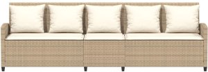 vidaXL Sofa ogrodowa 5-osobowa z poduszkami beżowy polirattan 4
