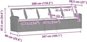 vidaXL Sofa ogrodowa 5-osobowa z poduszkami beżowy polirattan 9