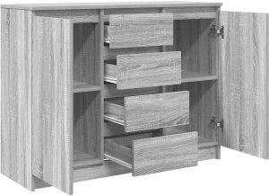 vidaXL Komoda z szufladami Szara Sonoma 100,5x35x76 cm Drewno klejone 5