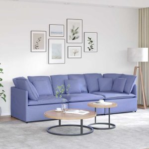 Sofa modułowa z poduszkami Tkanina Jeans Niebieski Lumarko! 1
