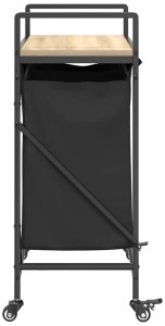 Kosz na pranie vidaXL Kosz na pranie 2 przegrody z kółkami, dąb sonoma 7