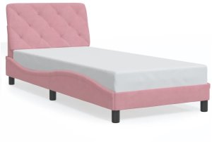 vidaXL Rama łóżka z oświetleniem LED, różowa, 80x200 cm, aksamitna 5