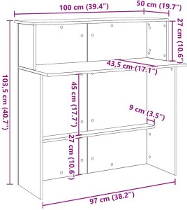 Biurko vidaXL Dąb Sonoma 100 cm x 50 cm 10