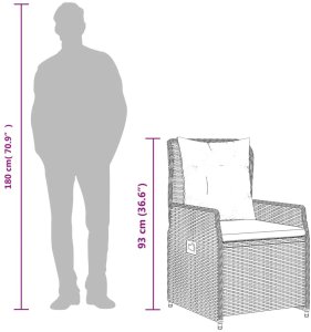 vidaXL 7-częściowy zestaw mebli ogrodowych, z poduszkami, brązowy, rattan PE 7