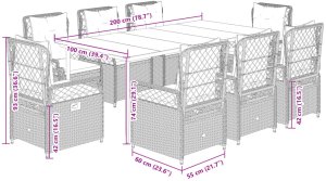 vidaXL 9-częściowy zestaw mebli ogrodowych z poduszkami, jasnoszary 8
