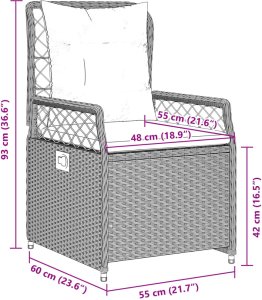 vidaXL 9-częściowy zestaw mebli ogrodowych z poduszkami, jasnoszary 10