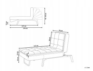Beliani Szezlong rozkładany czerwony LOIRET 3