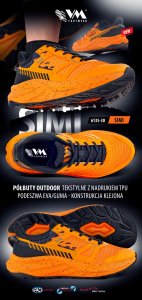 Buty trekkingowe męskie VM Footwear SIMI VM-6135-30 - półbuty outdoorowe cholewka siatka oddychająca HI-POLY wkładka anatomicznie ukształtowana pianka poliuretanowa pokryta tkaniną MESH odporna na przetarcia podeszwa EVA/GUMA 44 2