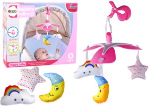LeanToys Karuzela Do Łóżeczka Na Baterie Klips Uniwersalny Pluszowe Zawieszki Różowa 2